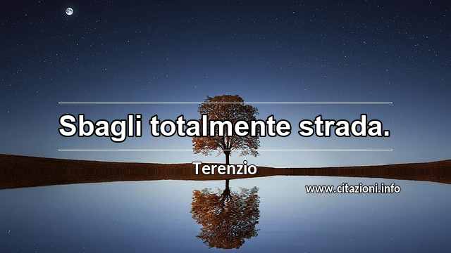 “Sbagli totalmente strada.”