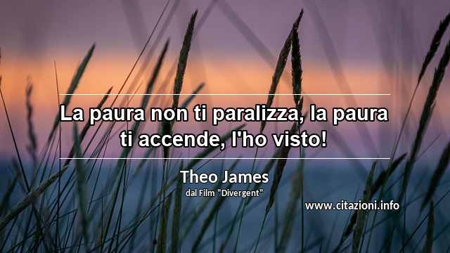 “La paura non ti paralizza, la paura ti accende, l'ho visto!”