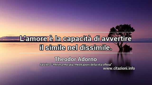 “L'amore è la capacità di avvertire il simile nel dissimile.”