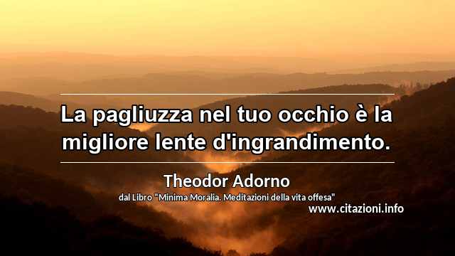 “La pagliuzza nel tuo occhio è la migliore lente d'ingrandimento.”