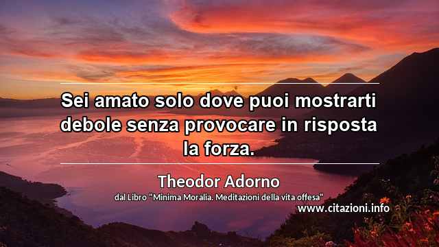 “Sei amato solo dove puoi mostrarti debole senza provocare in risposta la forza.”