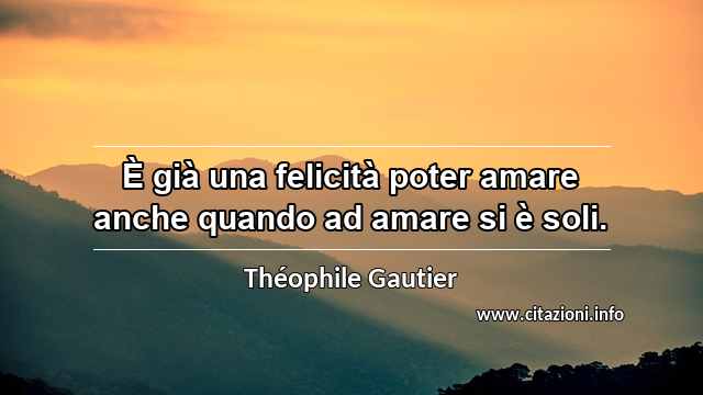 “È già una felicità poter amare anche quando ad amare si è soli.”