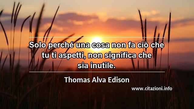 “Solo perché una cosa non fa ciò che tu ti aspetti, non significa che sia inutile.”