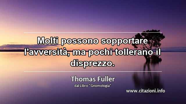 “Molti possono sopportare l'avversità, ma pochi tollerano il disprezzo.”