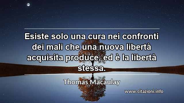 “Esiste solo una cura nei confronti dei mali che una nuova libertà acquisita produce, ed è la libertà stessa.”