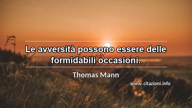 “Le avversità possono essere delle formidabili occasioni.”