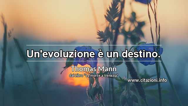 “Un'evoluzione è un destino.”