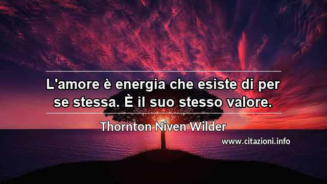 “L'amore è energia che esiste di per se stessa. È il suo stesso valore.”