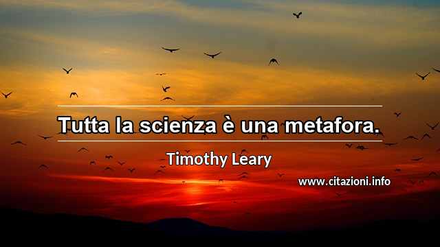 “Tutta la scienza è una metafora.”