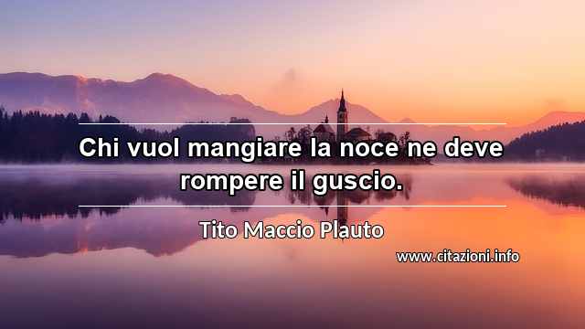 “Chi vuol mangiare la noce ne deve rompere il guscio.”
