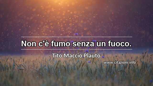 “Non c'è fumo senza un fuoco.”