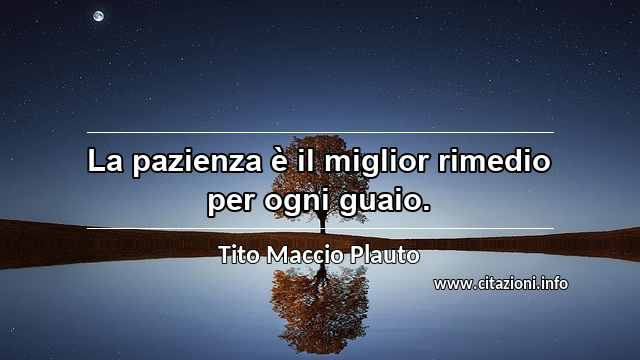 “La pazienza è il miglior rimedio per ogni guaio.”