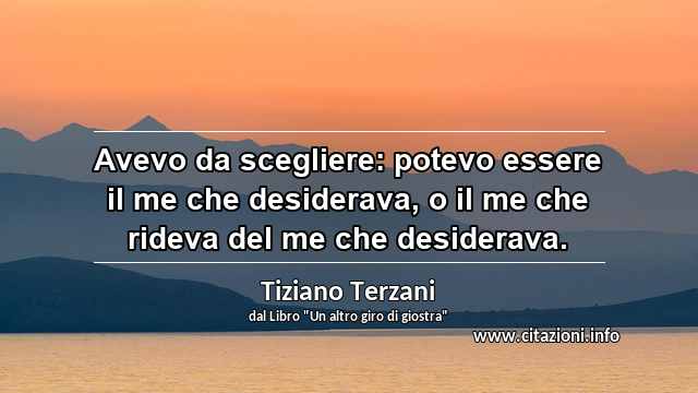 “Avevo da scegliere: potevo essere il me che desiderava, o il me che rideva del me che desiderava.”