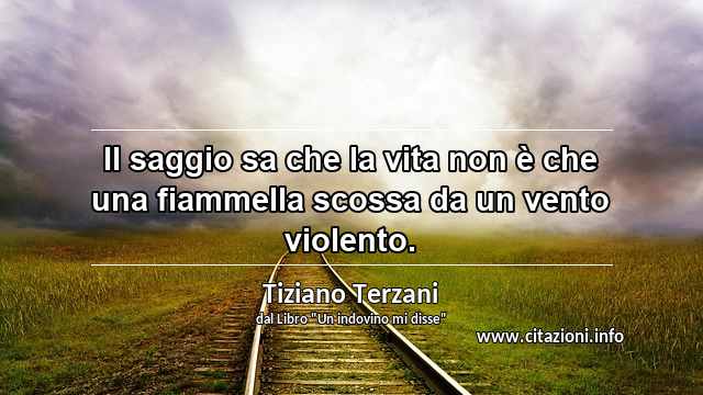 “Il saggio sa che la vita non è che una fiammella scossa da un vento violento.”