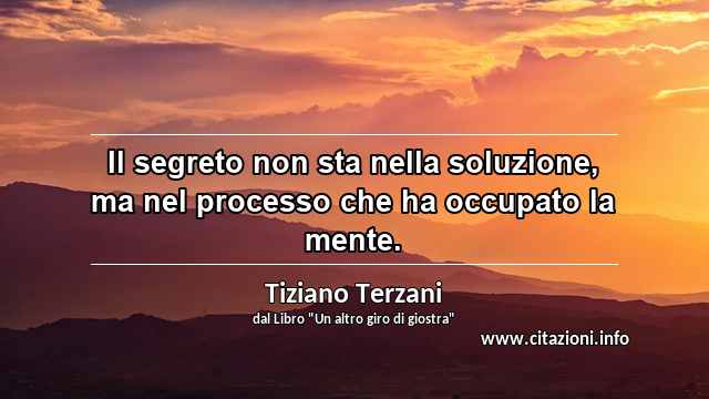 “Il segreto non sta nella soluzione, ma nel processo che ha occupato la mente.”