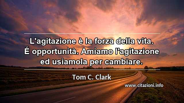 “L'agitazione è la forza della vita. É opportunità. Amiamo l'agitazione ed usiamola per cambiare.”