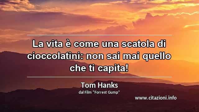 “La vita è come una scatola di cioccolatini: non sai mai quello che ti capita!”