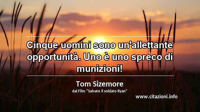 “Cinque uomini sono un'allettante opportunità. Uno è uno spreco di munizioni!”