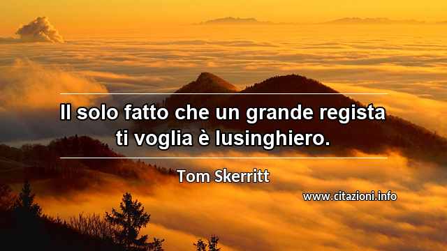 “Il solo fatto che un grande regista ti voglia è lusinghiero.”