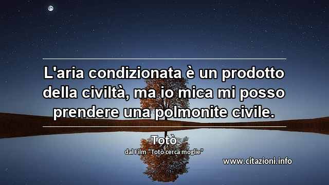 “L'aria condizionata è un prodotto della civiltà, ma io mica mi posso prendere una polmonite civile.”