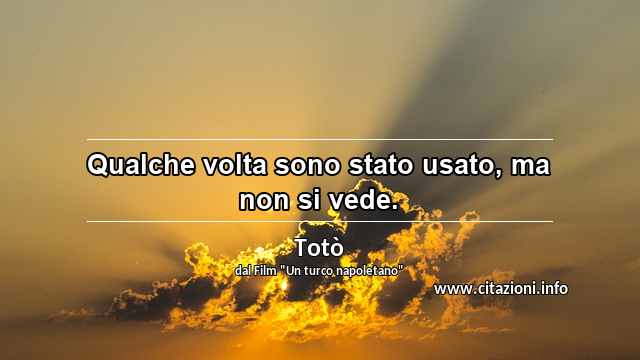 “Qualche volta sono stato usato, ma non si vede.”