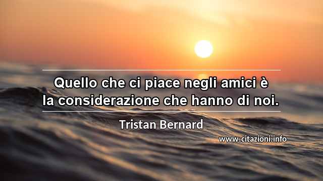 “Quello che ci piace negli amici è la considerazione che hanno di noi.”