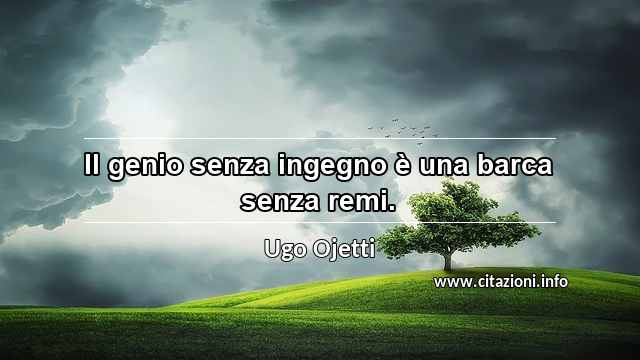“Il genio senza ingegno è una barca senza remi.”