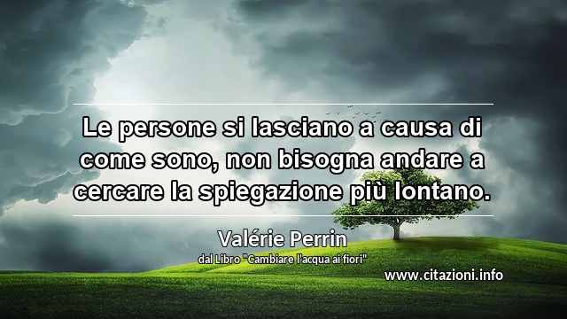 “Le persone si lasciano a causa di come sono, non bisogna andare a cercare la spiegazione più lontano.”