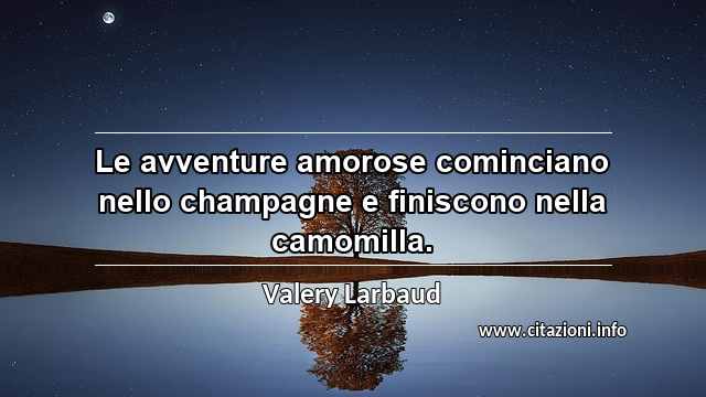 “Le avventure amorose cominciano nello champagne e finiscono nella camomilla.”