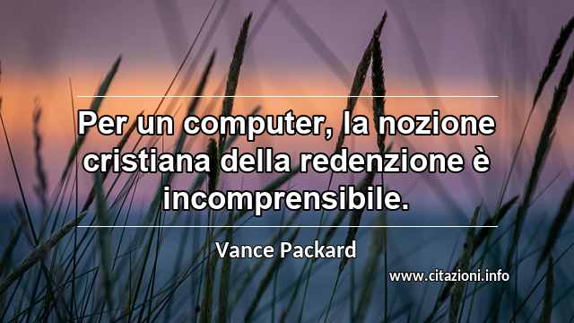 “Per un computer, la nozione cristiana della redenzione è incomprensibile.”