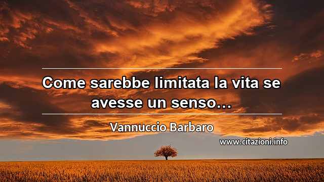 “Come sarebbe limitata la vita se avesse un senso…”