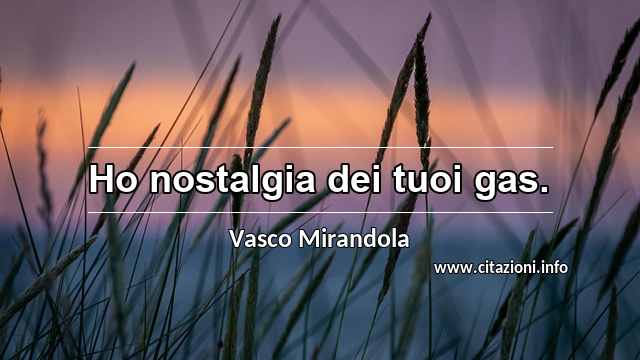“Ho nostalgia dei tuoi gas.”