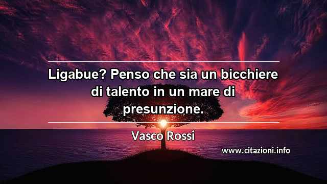 “Ligabue? Penso che sia un bicchiere di talento in un mare di presunzione.”