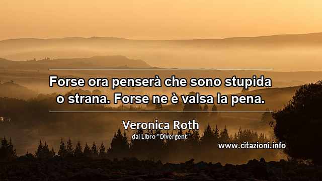 “Forse ora penserà che sono stupida o strana. Forse ne è valsa la pena.”