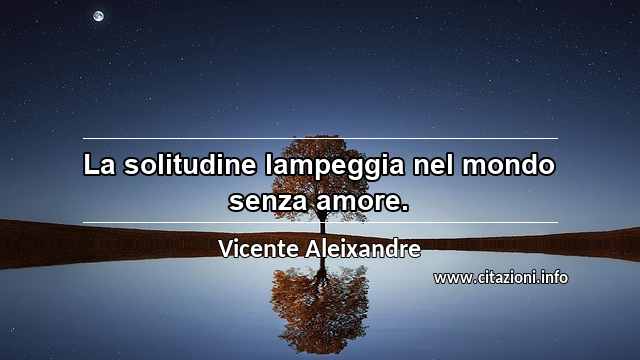 “La solitudine lampeggia nel mondo senza amore.”
