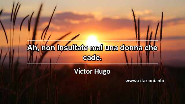 “Ah, non insultate mai una donna che cade.”