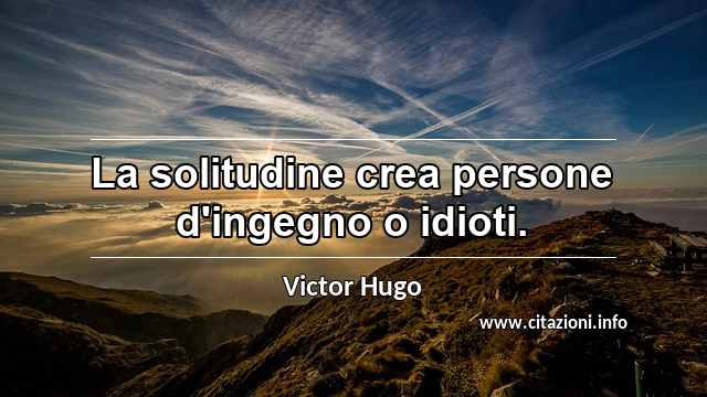 “La solitudine crea persone d'ingegno o idioti.”