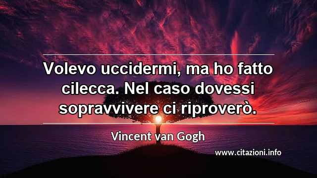 “Volevo uccidermi, ma ho fatto cilecca. Nel caso dovessi sopravvivere ci riproverò.”