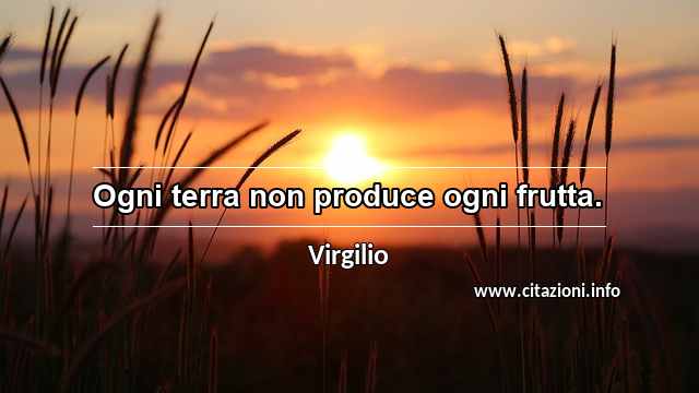 “Ogni terra non produce ogni frutta.”