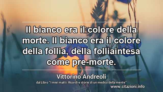 “Il bianco era il colore della morte. Il bianco era il colore della follia, della folliaintesa come pre-morte.”