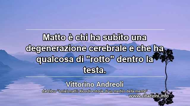 Matto è chi ha subìto una degenerazione cerebrale e che ha qualcosa di "rotto" dentro la testa.