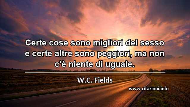 “Certe cose sono migliori del sesso e certe altre sono peggiori, ma non c'è niente di uguale.”