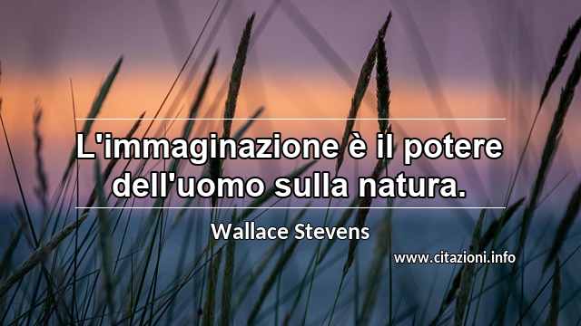 “L'immaginazione è il potere dell'uomo sulla natura.”