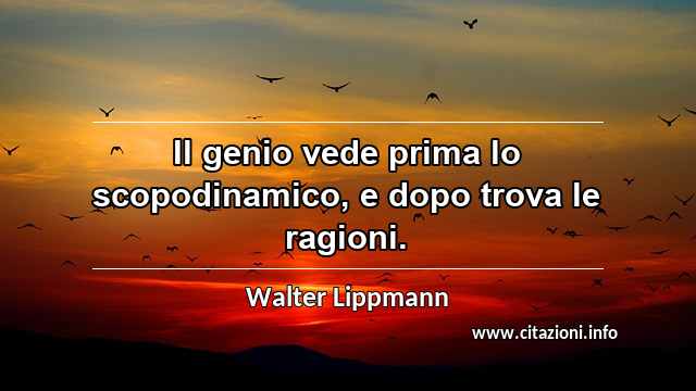 “Il genio vede prima lo scopodinamico, e dopo trova le ragioni.”