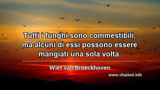 “Tutti i funghi sono commestibili, ma alcuni di essi possono essere mangiati una sola volta.”