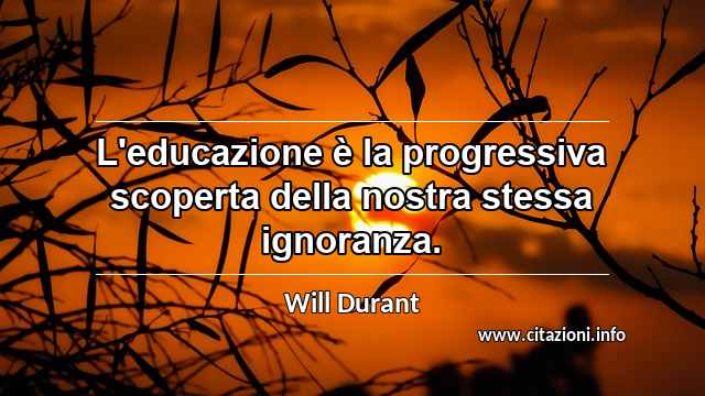 “L'educazione è la progressiva scoperta della nostra stessa ignoranza.”