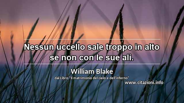 “Nessun uccello sale troppo in alto se non con le sue ali.”