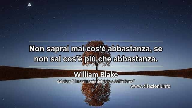 “Non saprai mai cos'è abbastanza, se non sai cos'è più che abbastanza.”