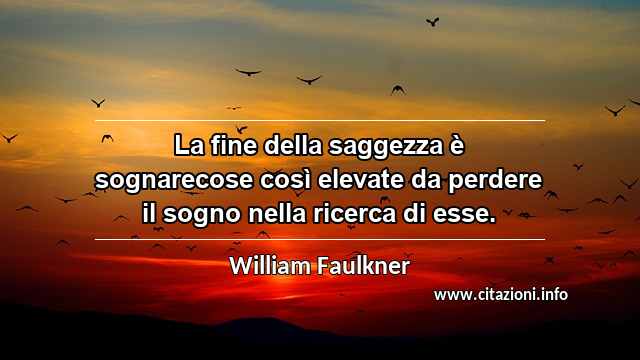 “La fine della saggezza è sognarecose così elevate da perdere il sogno nella ricerca di esse.”