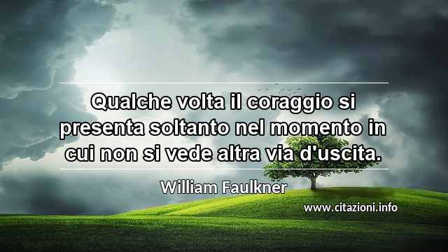 “Qualche volta il coraggio si presenta soltanto nel momento in cui non si vede altra via d'uscita.”